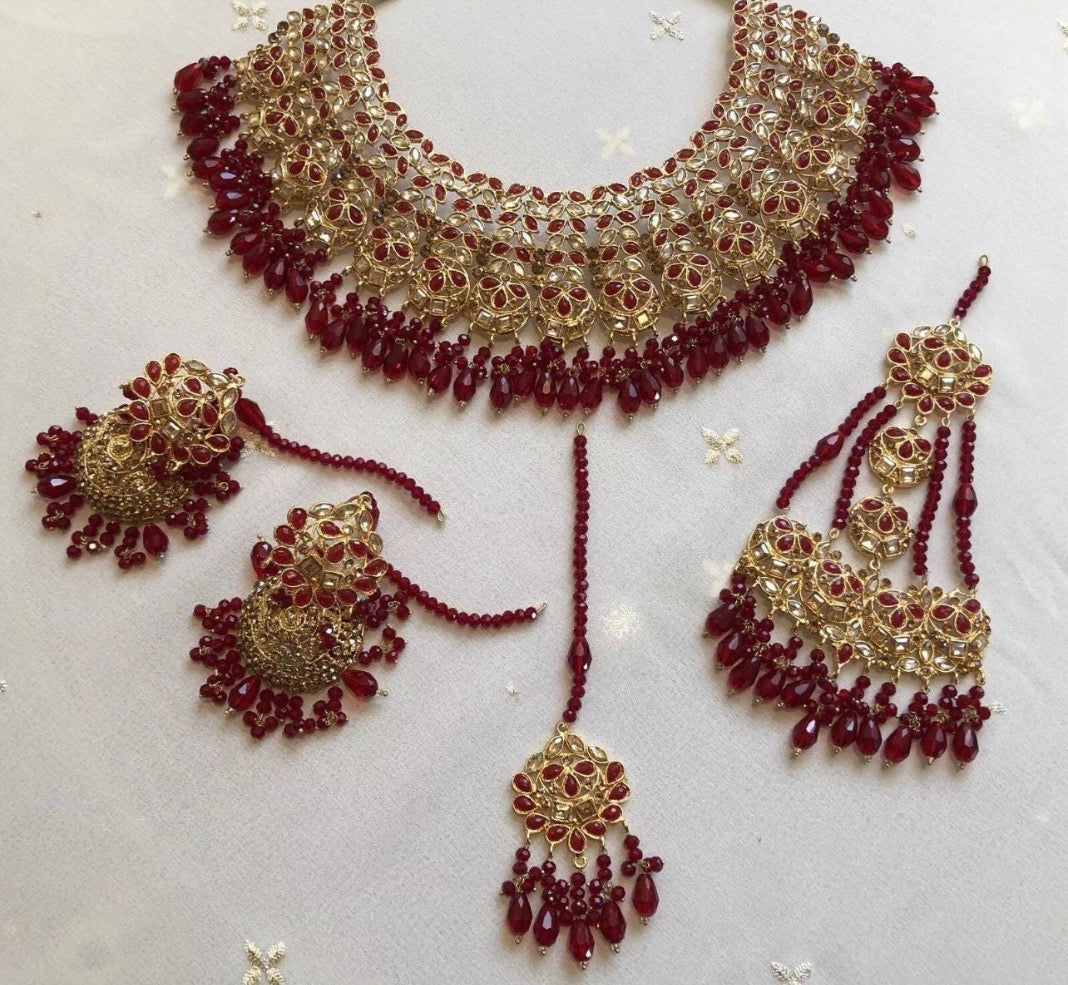 Necklace Set with Jhumkay, Tikka & Jhumar (4 colours)