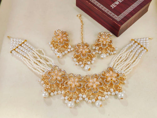 Choker Set with Earrings & Tikka (7 colours)