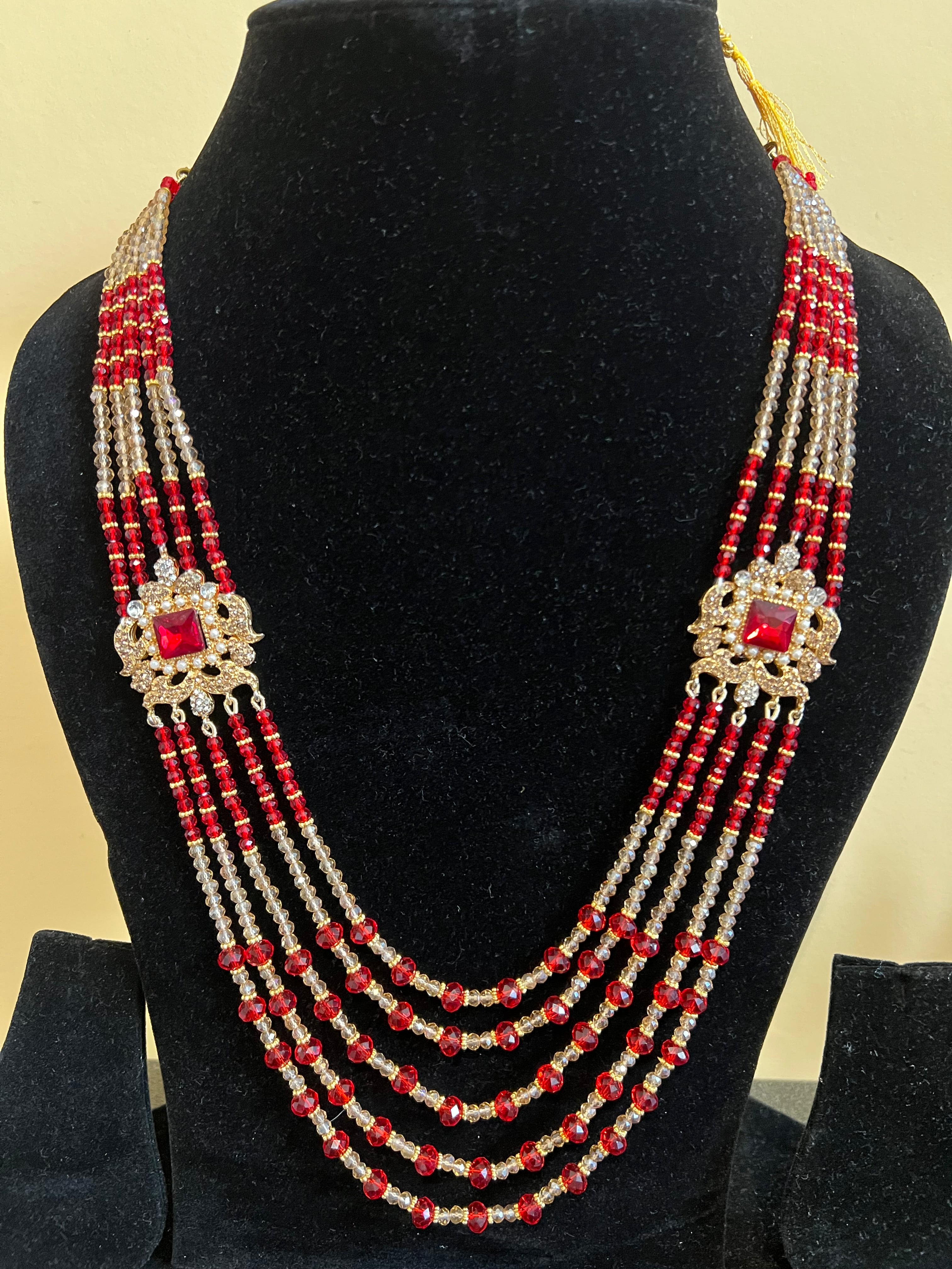 Traditional Multi-Layer Long Haar / Mala Necklace – Bridal Beaded Necklace (Available in 8 Colours)