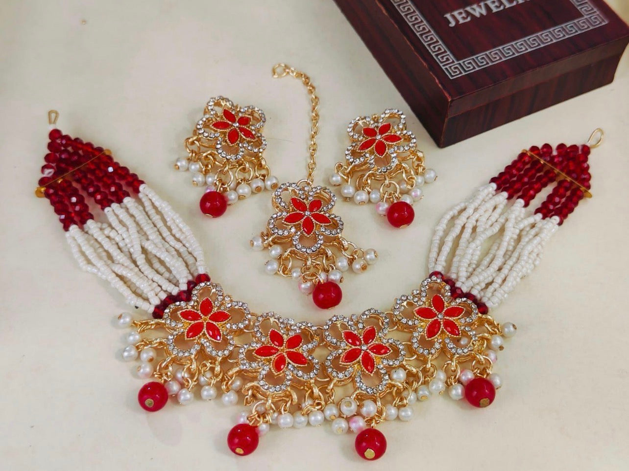 Choker Set with Earrings & Tikka (7 colours)
