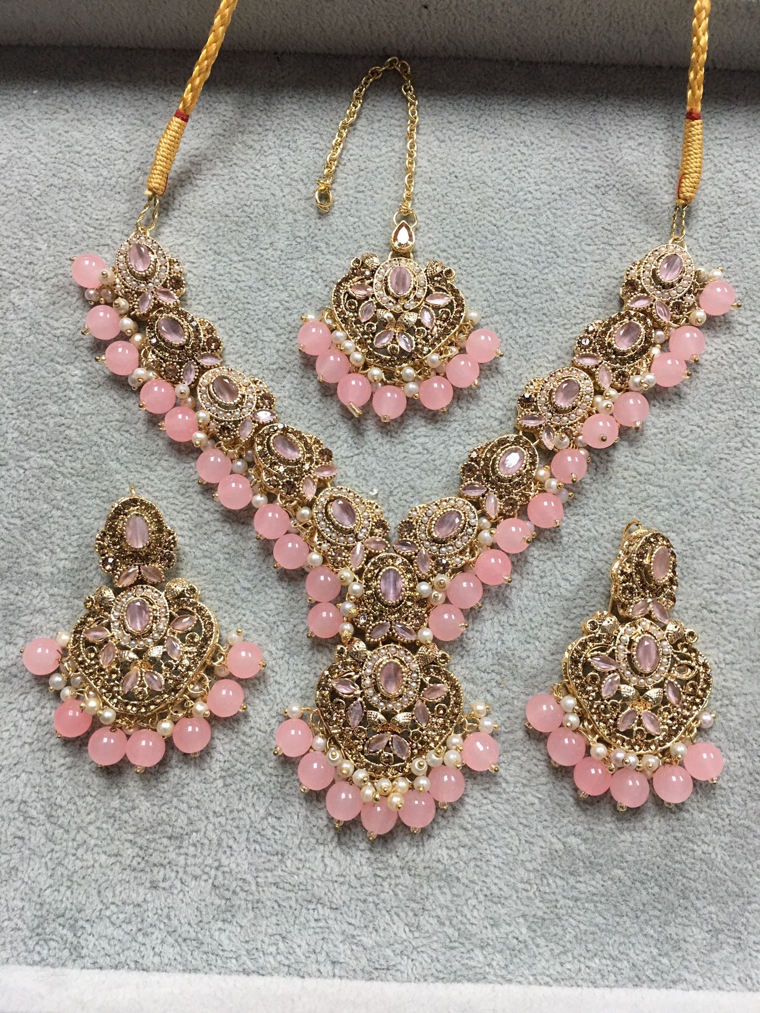 Traditional Necklace Set with Earrings & Tikka | Available in 6 Colours