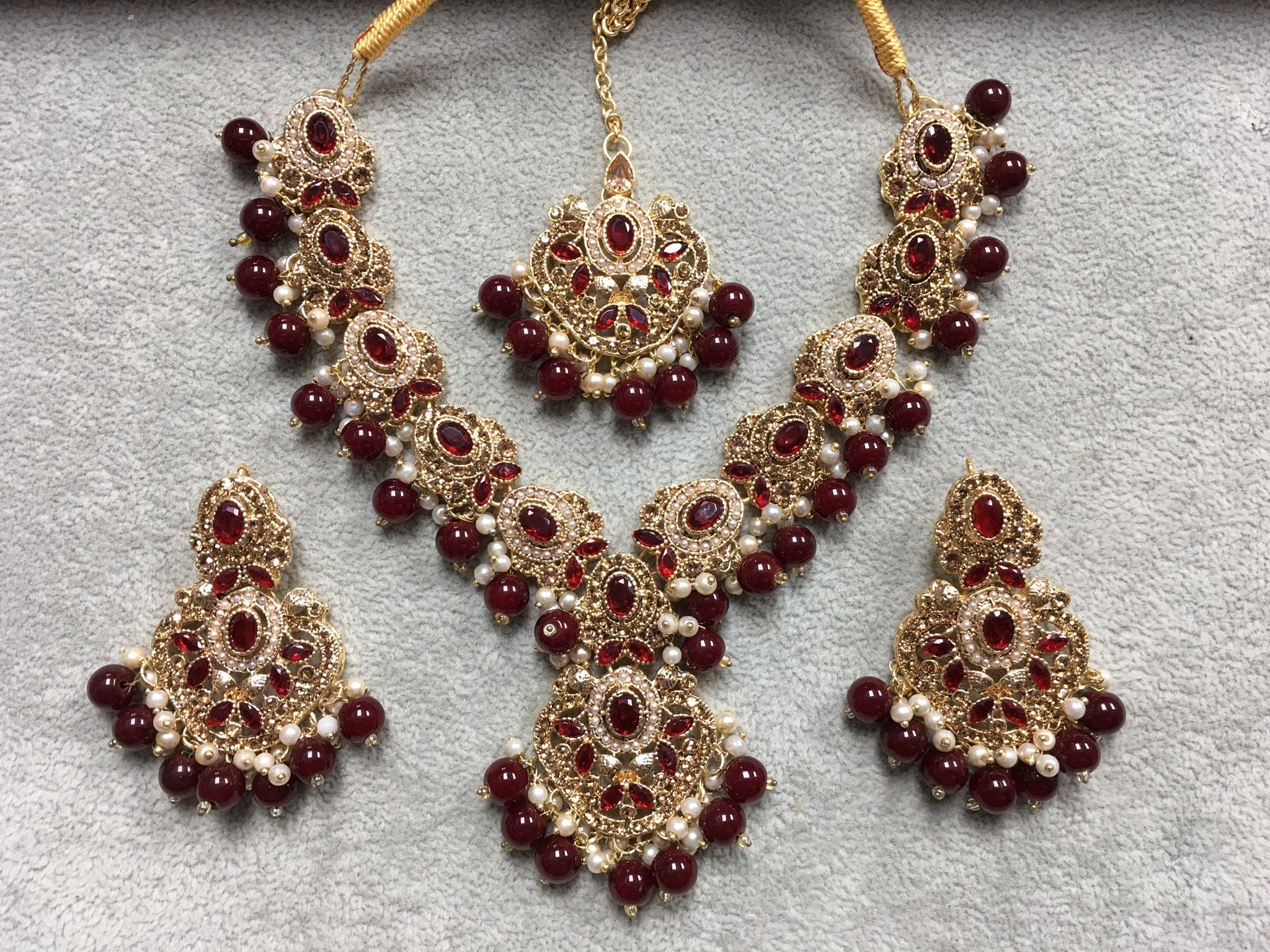 Traditional Necklace Set with Earrings & Tikka | Available in 6 Colours