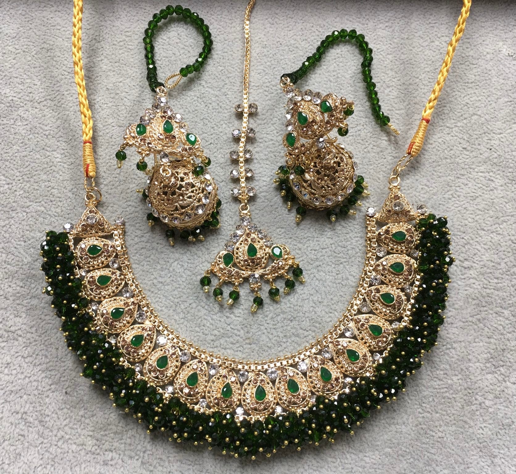 Royal Bridal Necklace Set with Jhumka Earrings & Tikka