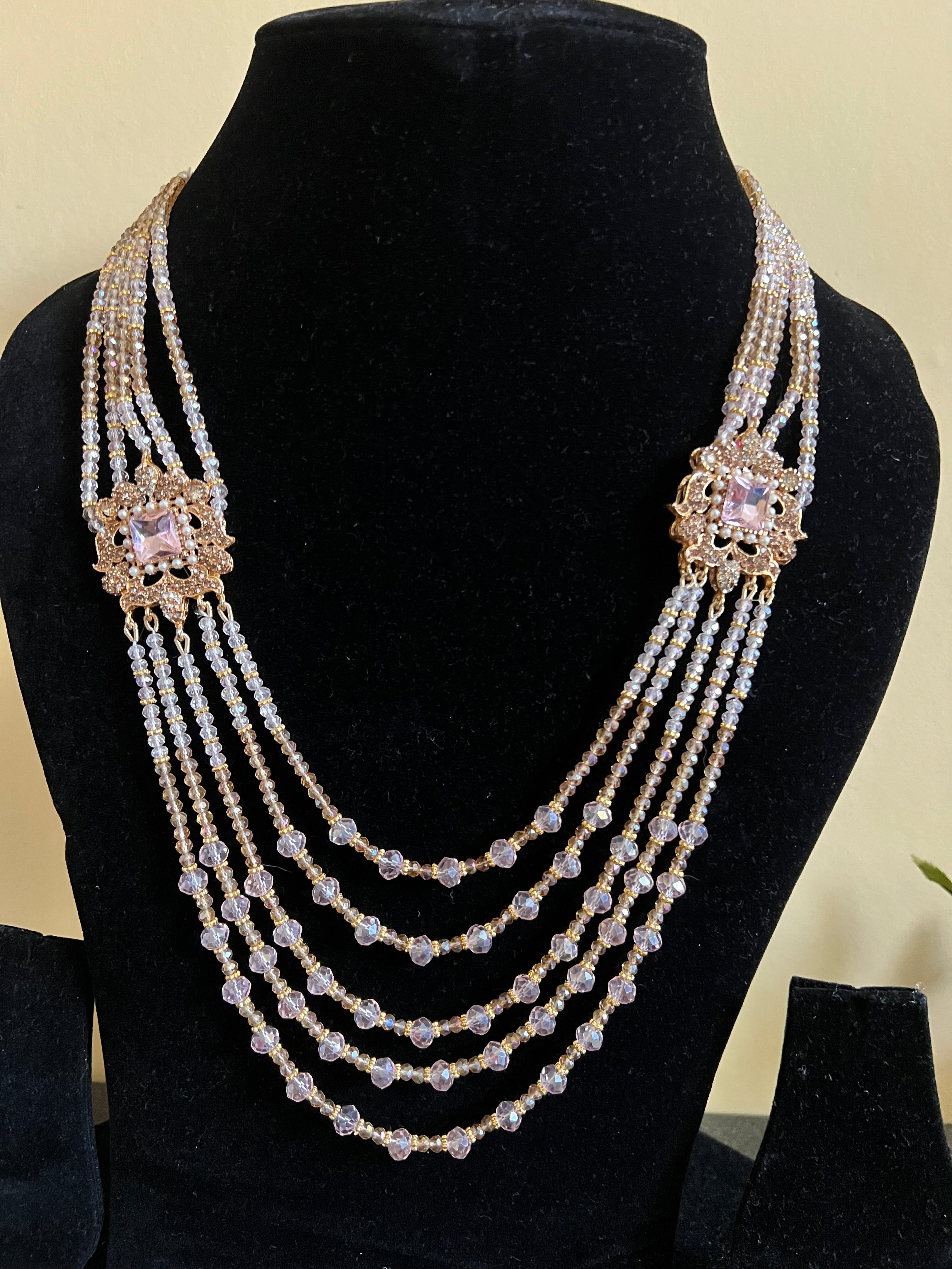 Traditional Multi-Layer Long Haar / Mala Necklace – Bridal Beaded Necklace (Available in 8 Colours)