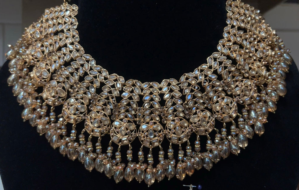 Champagne Gold Bridal Necklace set