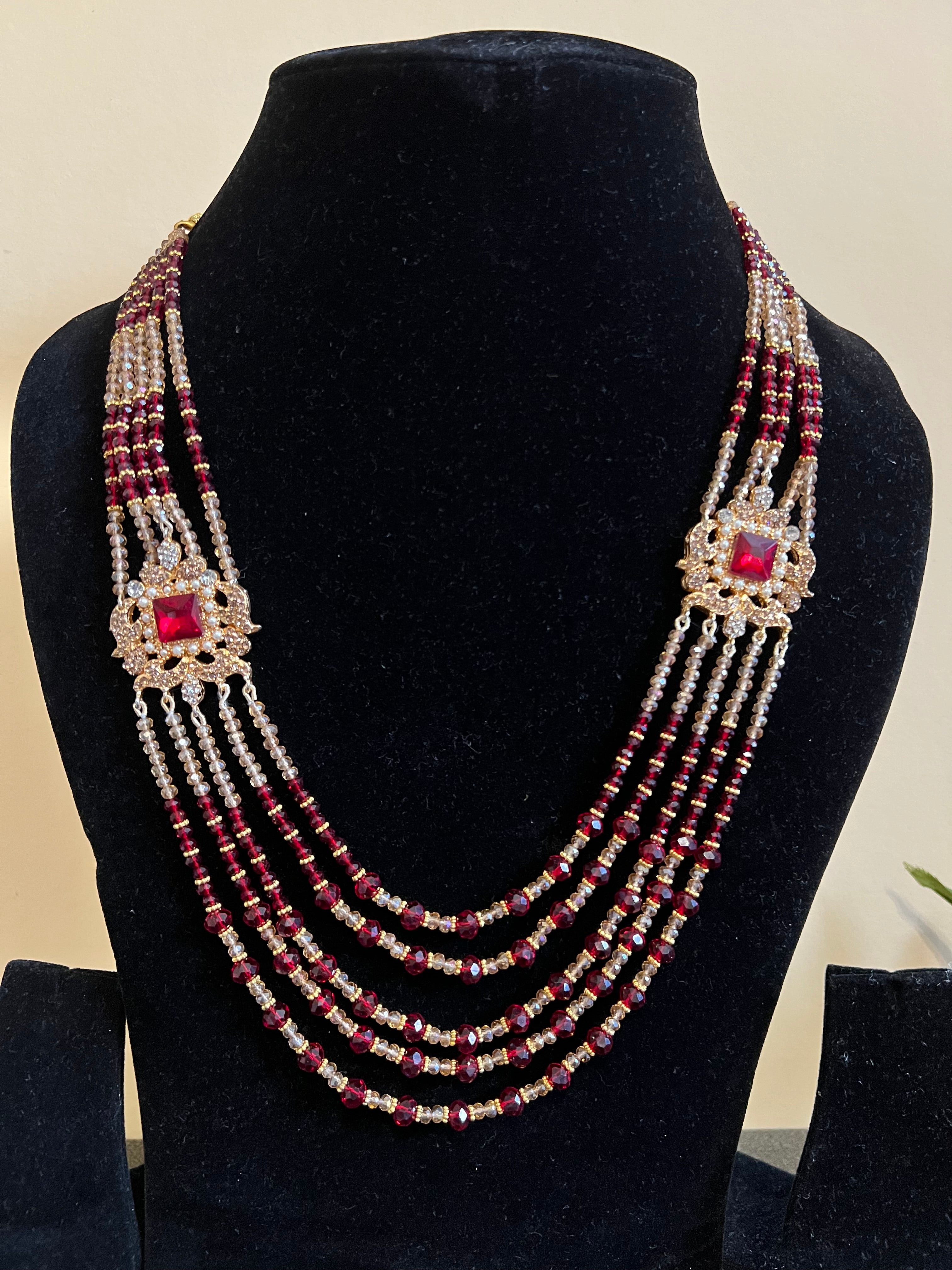 Traditional Multi-Layer Long Haar / Mala Necklace – Bridal Beaded Necklace (Available in 8 Colours)