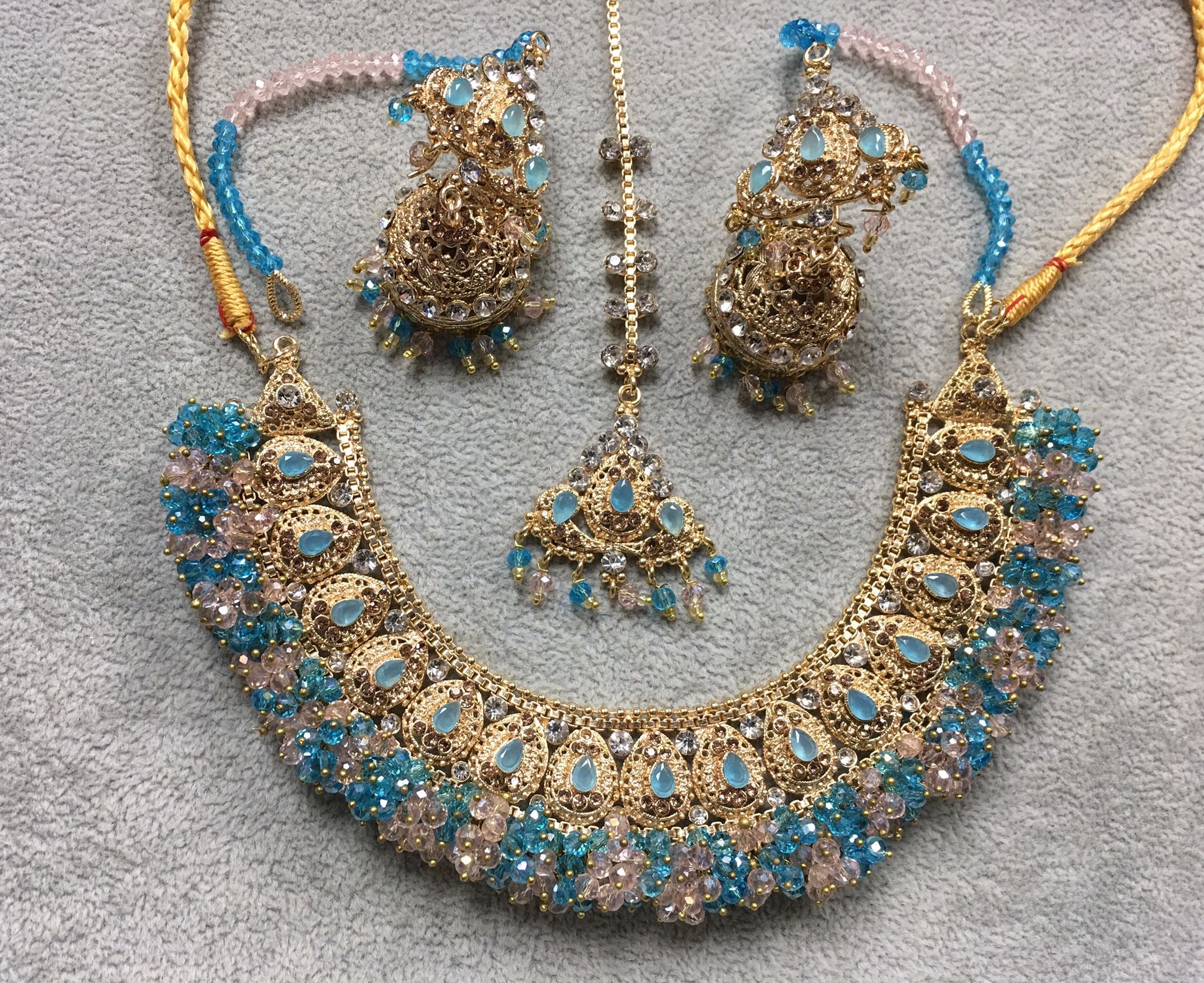 Royal Bridal Necklace Set with Jhumka Earrings & Tikka