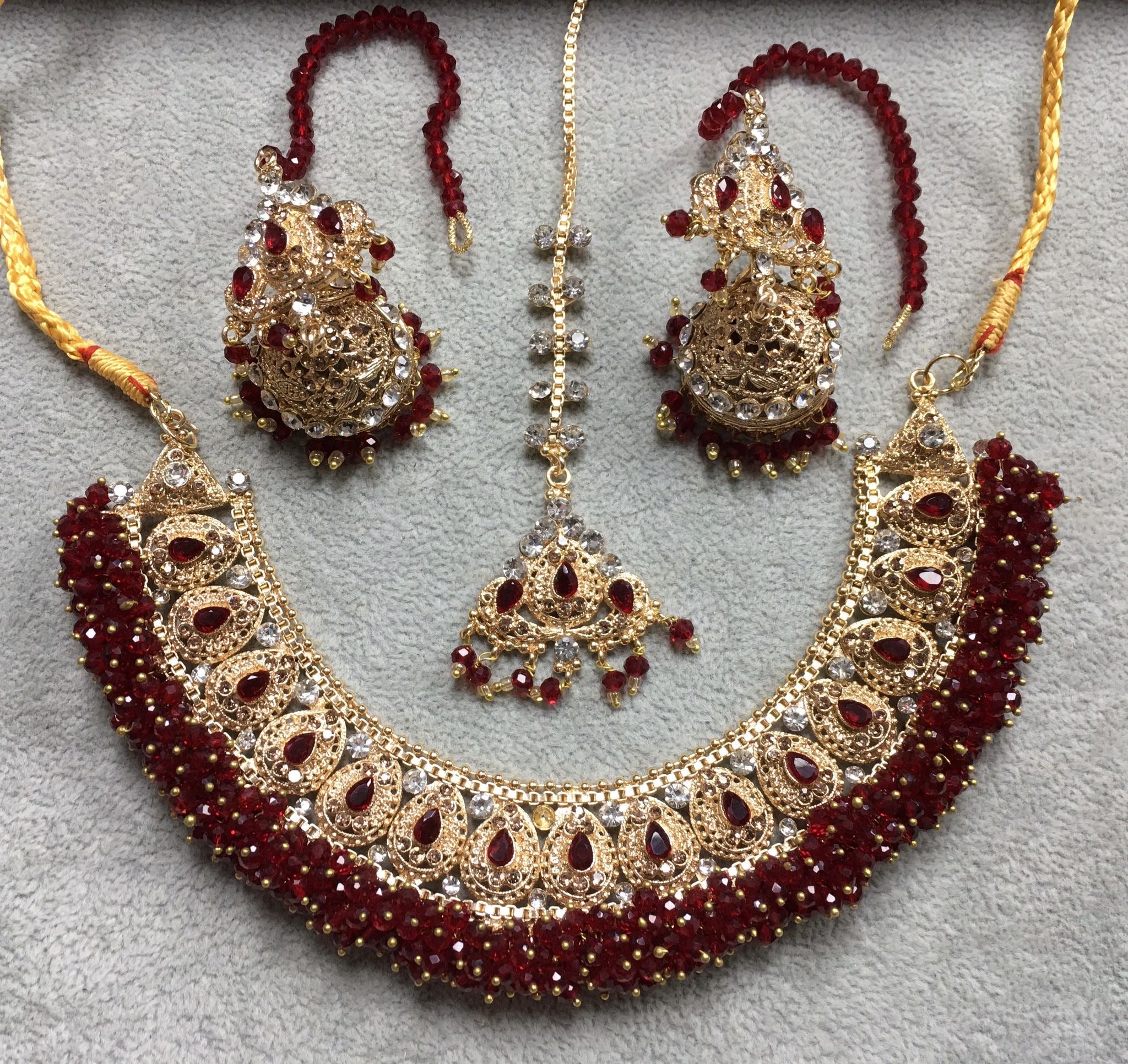 Royal Bridal Necklace Set with Jhumka Earrings & Tikka
