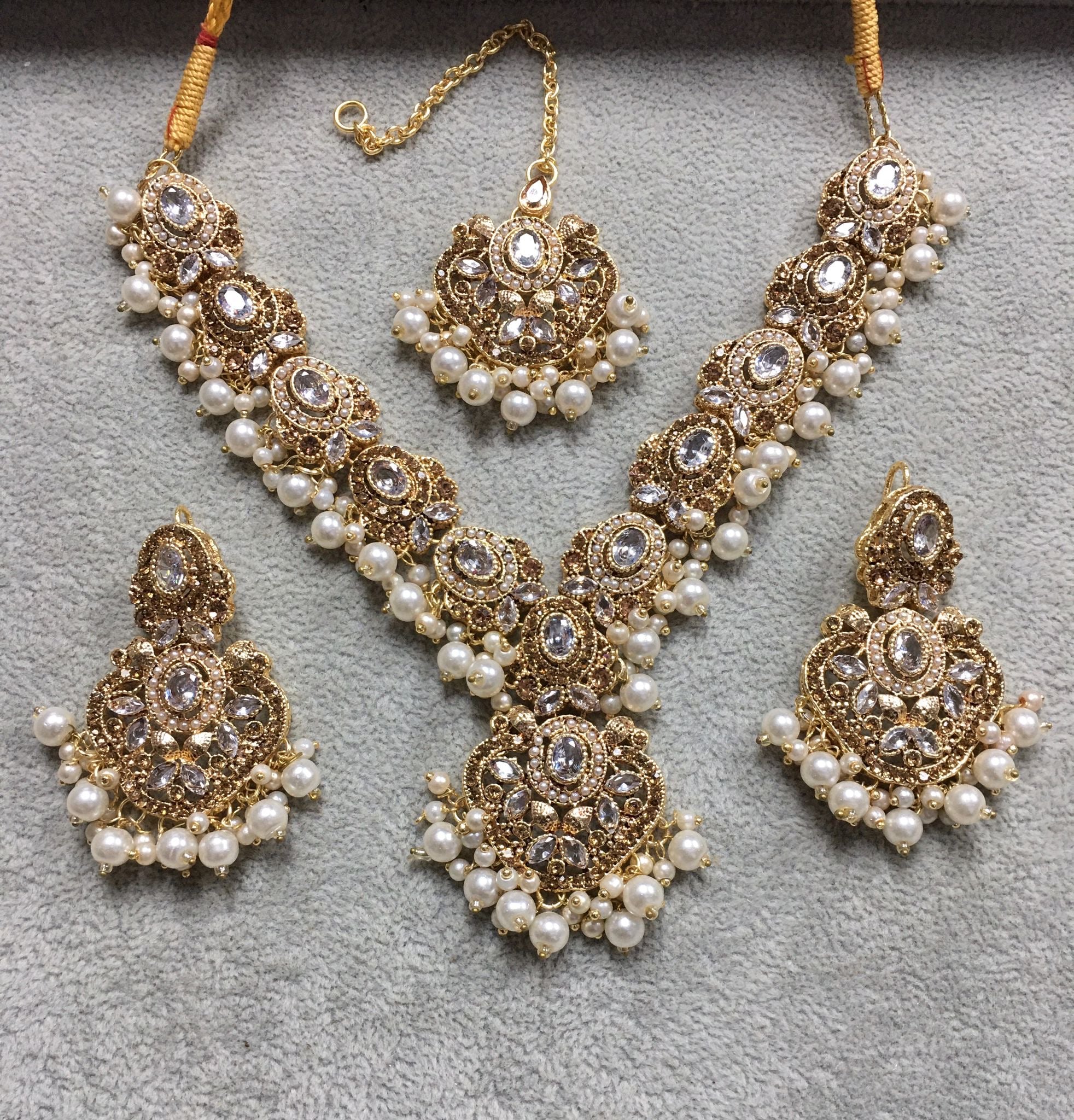 Traditional Necklace Set with Earrings & Tikka | Available in 6 Colours