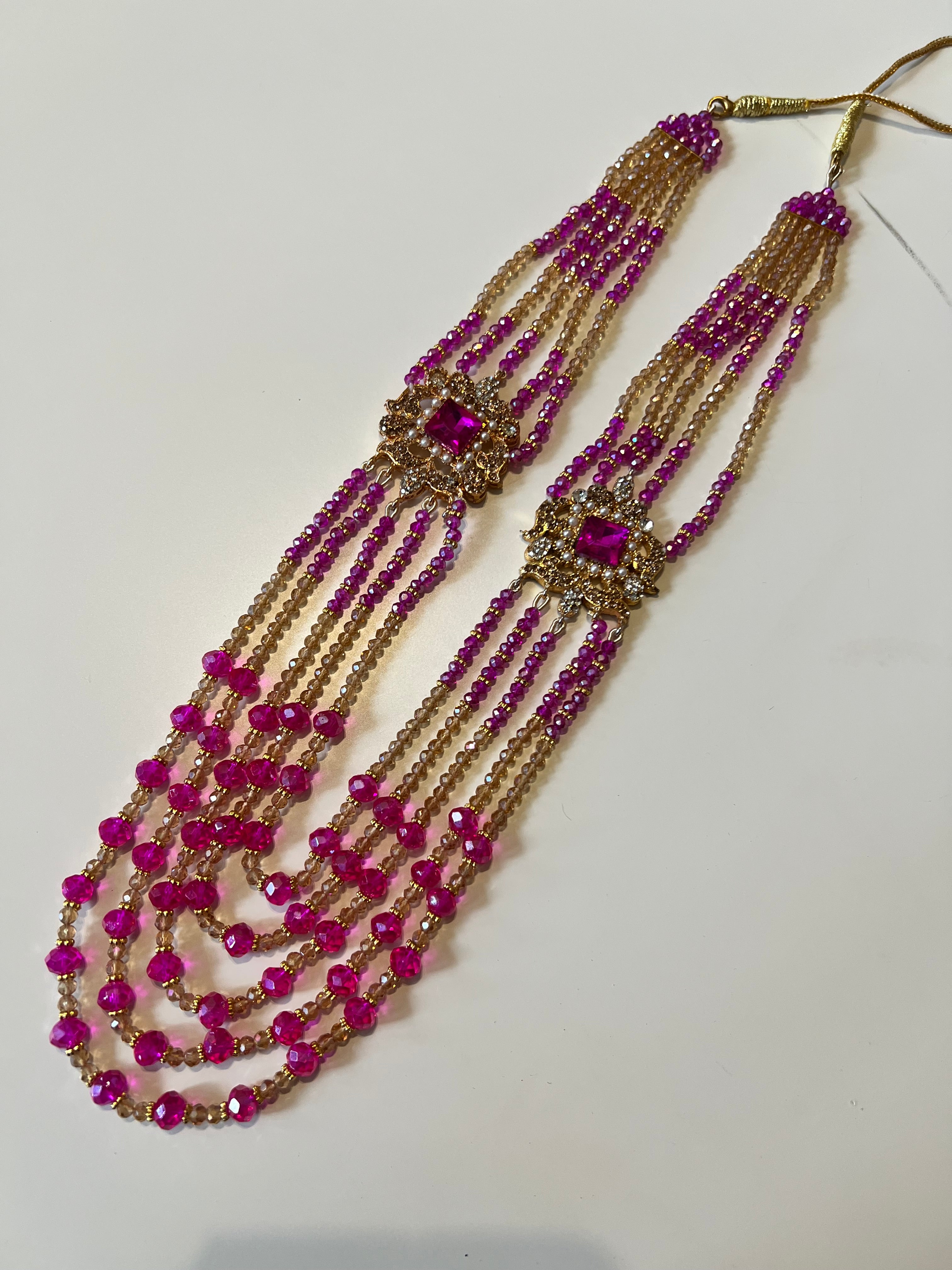Traditional Multi-Layer Long Haar / Mala Necklace – Bridal Beaded Necklace (Available in 8 Colours)
