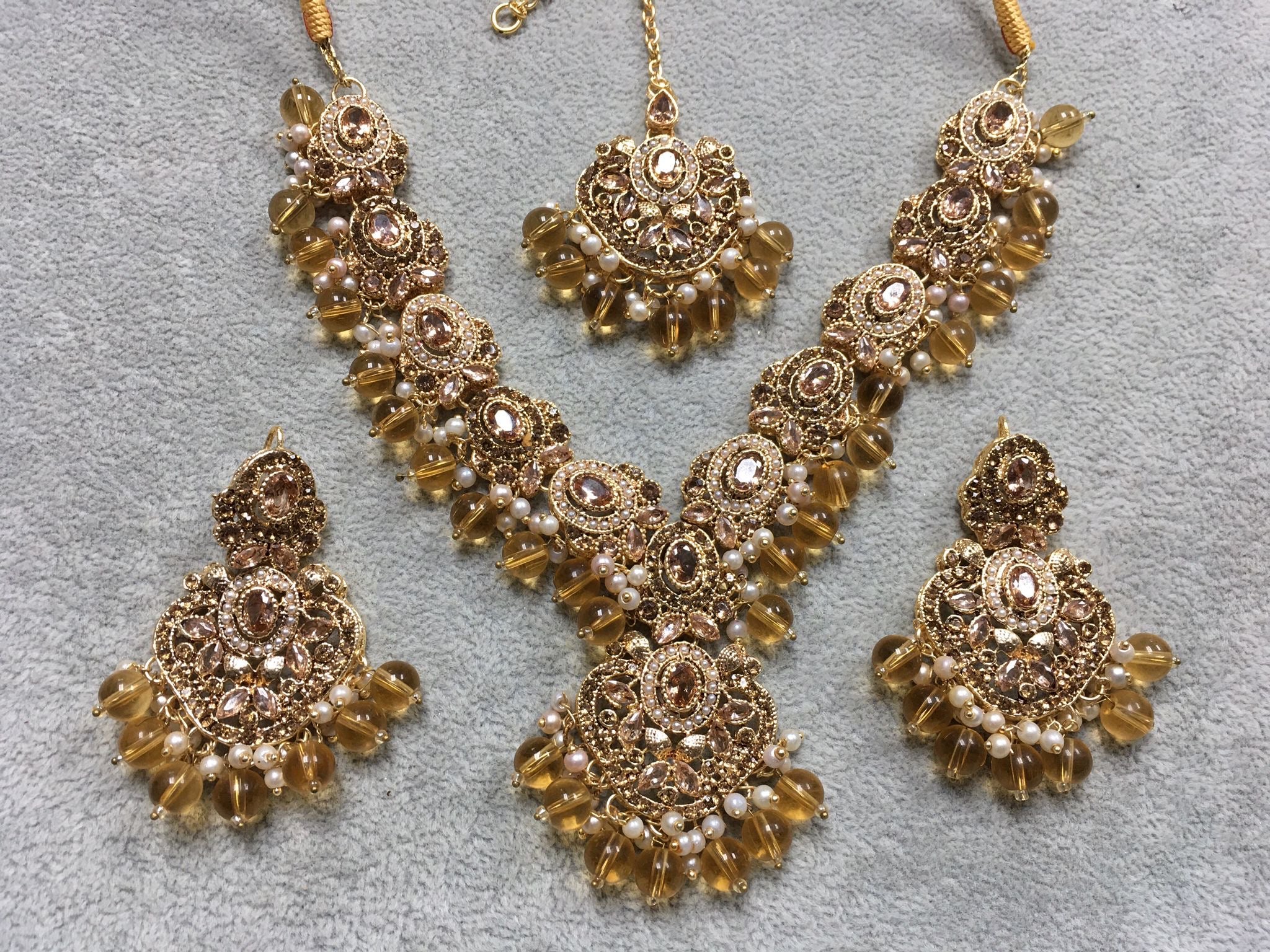 Traditional Necklace Set with Earrings & Tikka | Available in 6 Colours