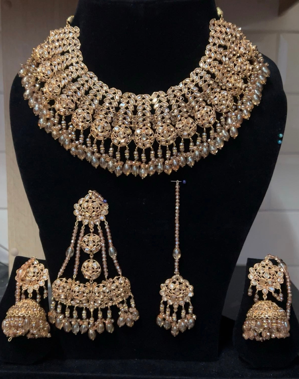 Champagne Gold Bridal Necklace set