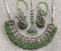Royal Bridal Necklace Set with Jhumka Earrings & Maang Tikka – Silver Tone