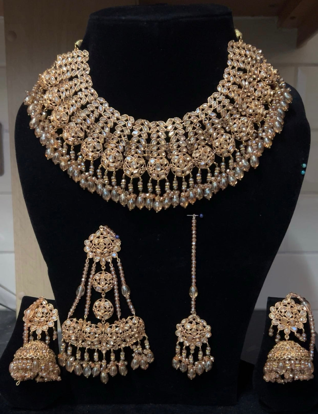 Champagne Gold Bridal Necklace set