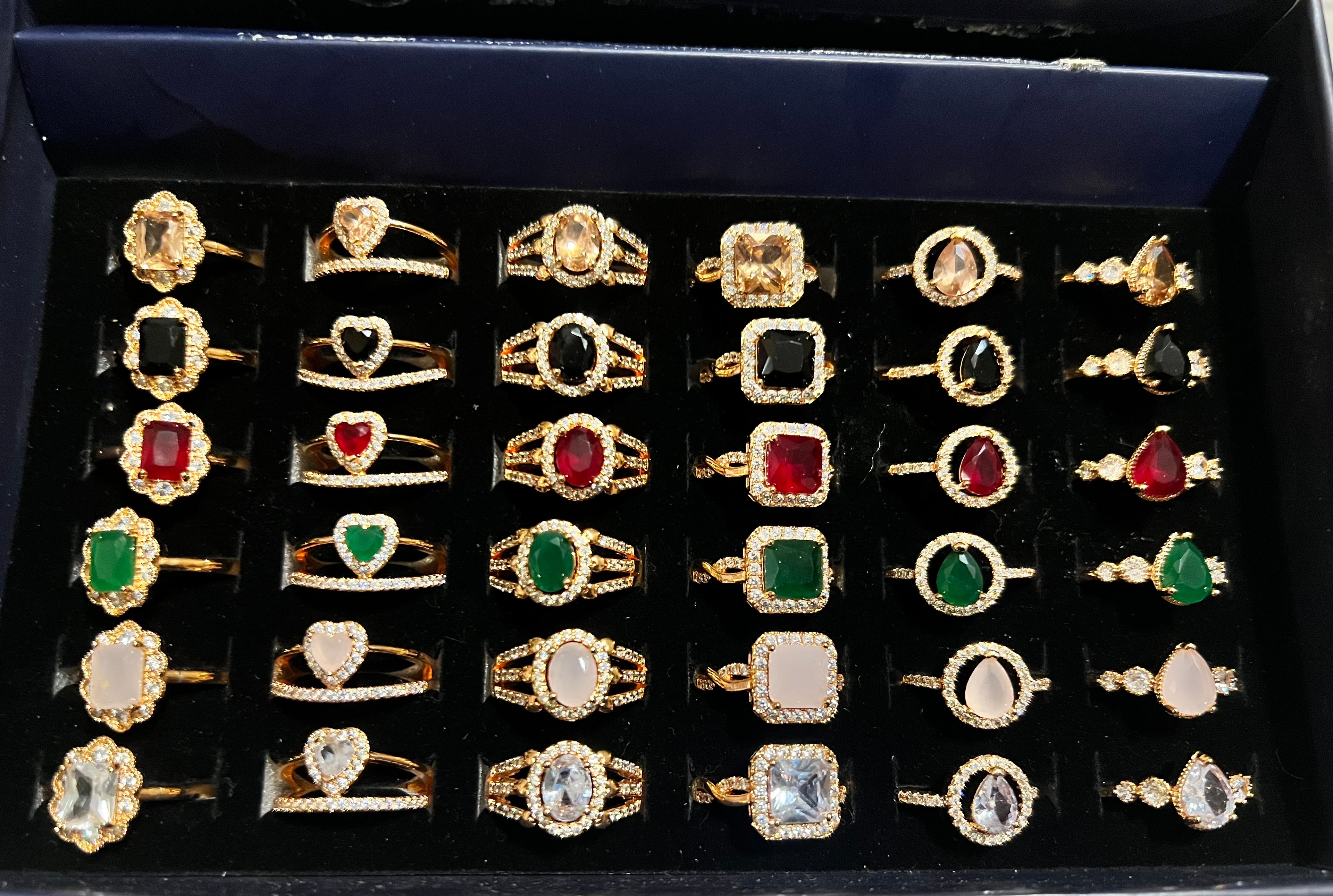 Elegant Oval Halo Gemstone Ring – Adjustable Ring one size - available in 6 colours