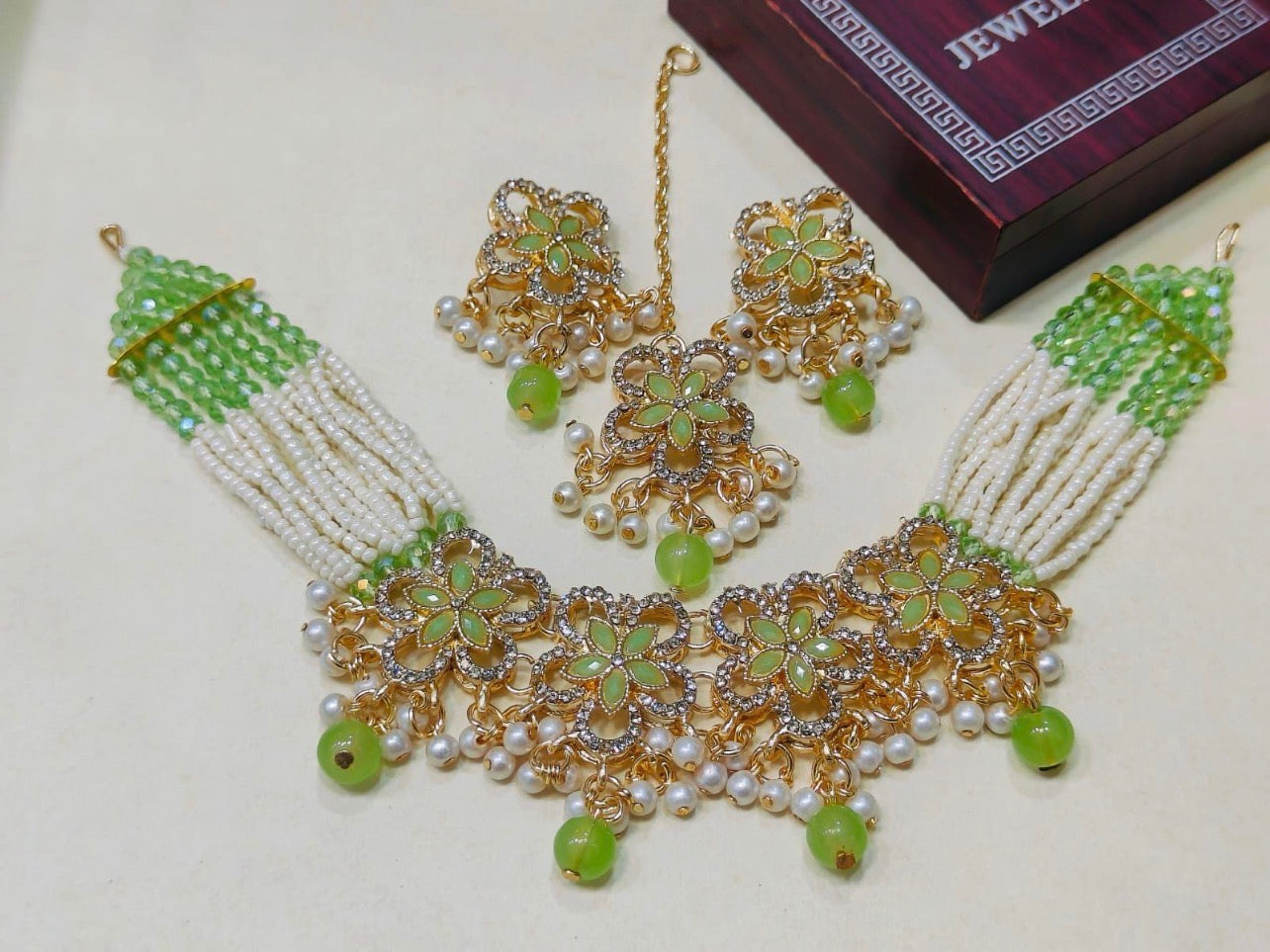 Choker Set with Earrings & Tikka (7 colours)