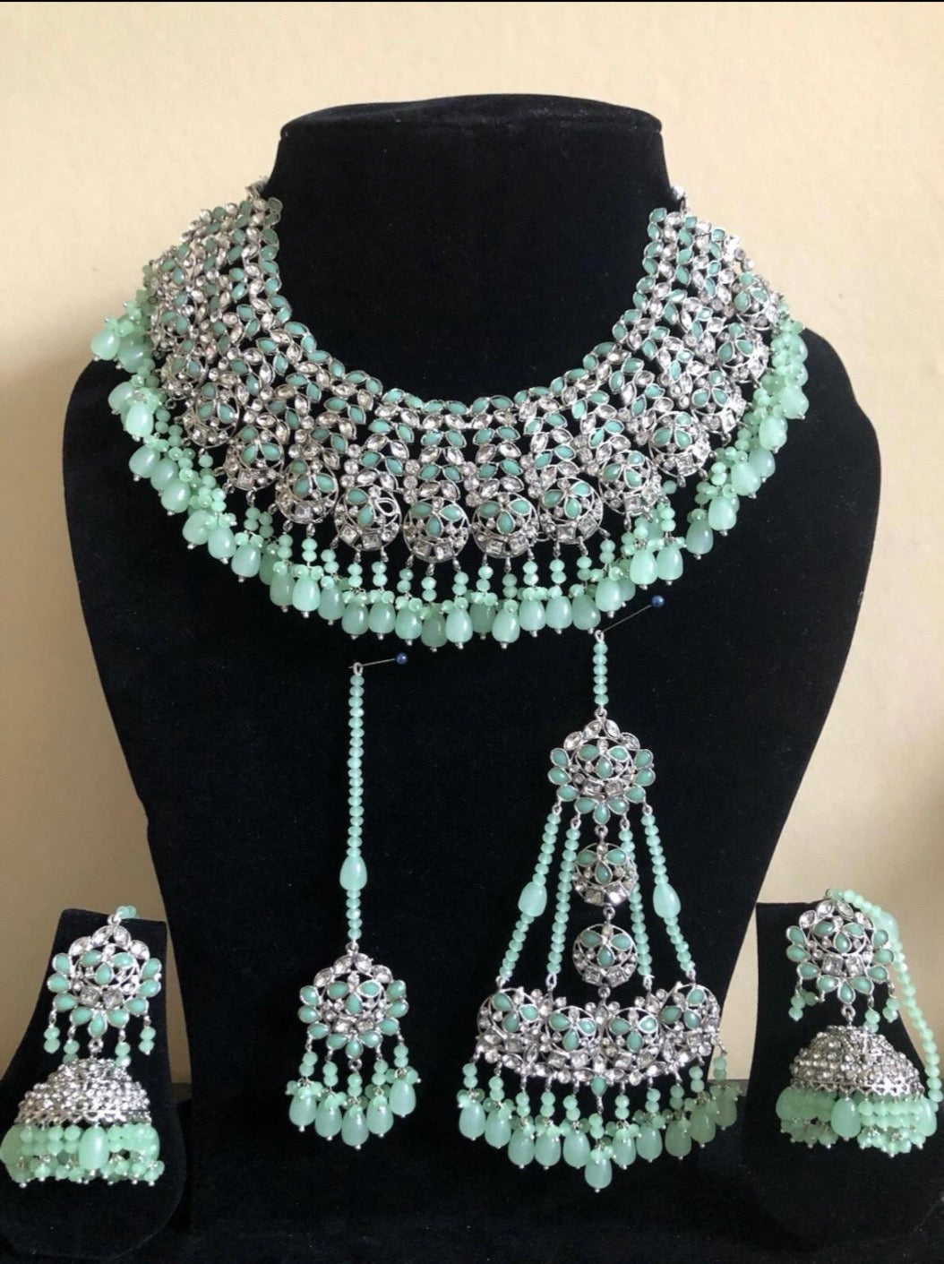 Necklace Set with Jhumkay, Tikka & Jhumar (4 colours)