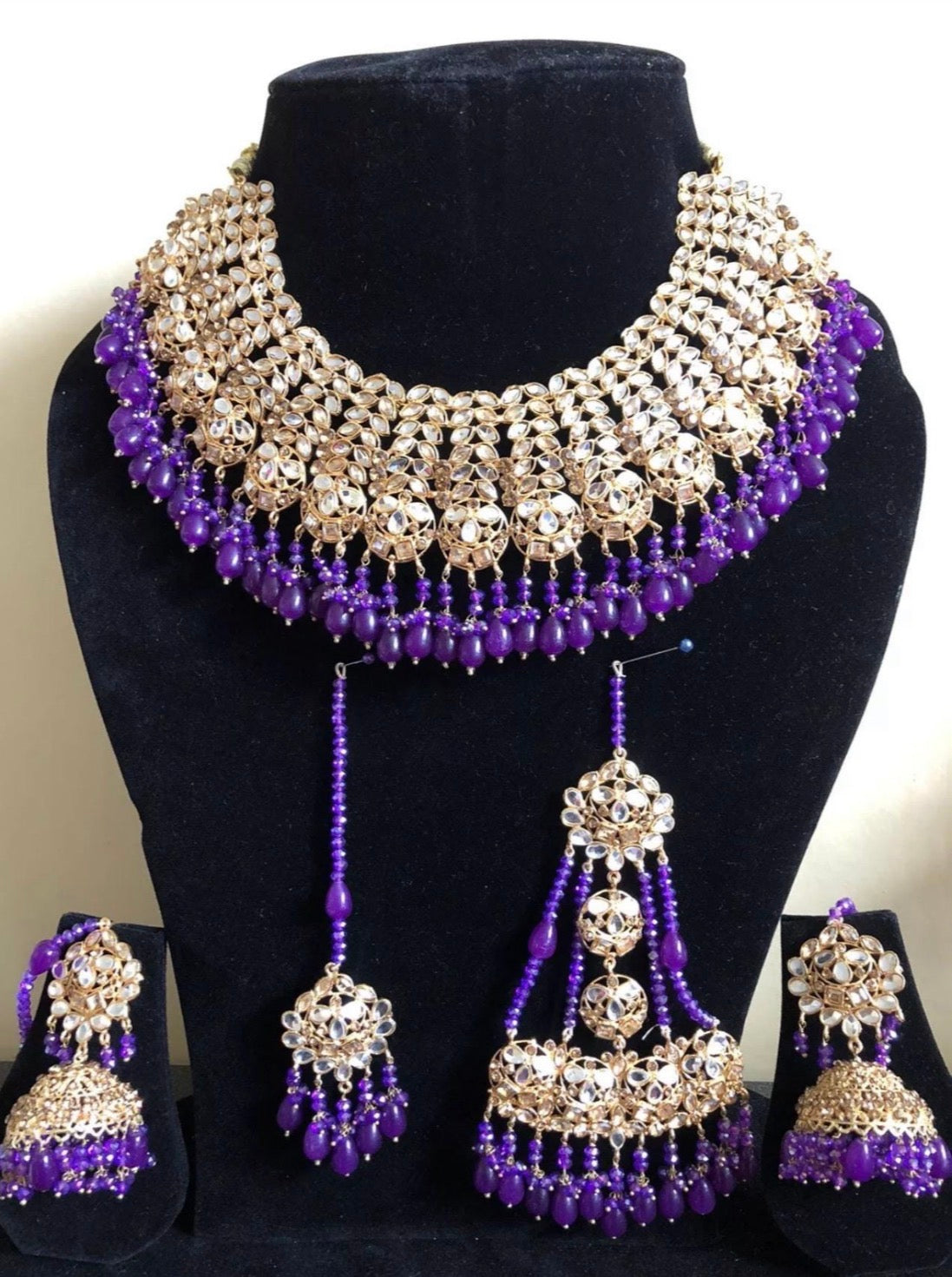 Necklace Set with Jhumkay, Tikka & Jhumar (4 colours)