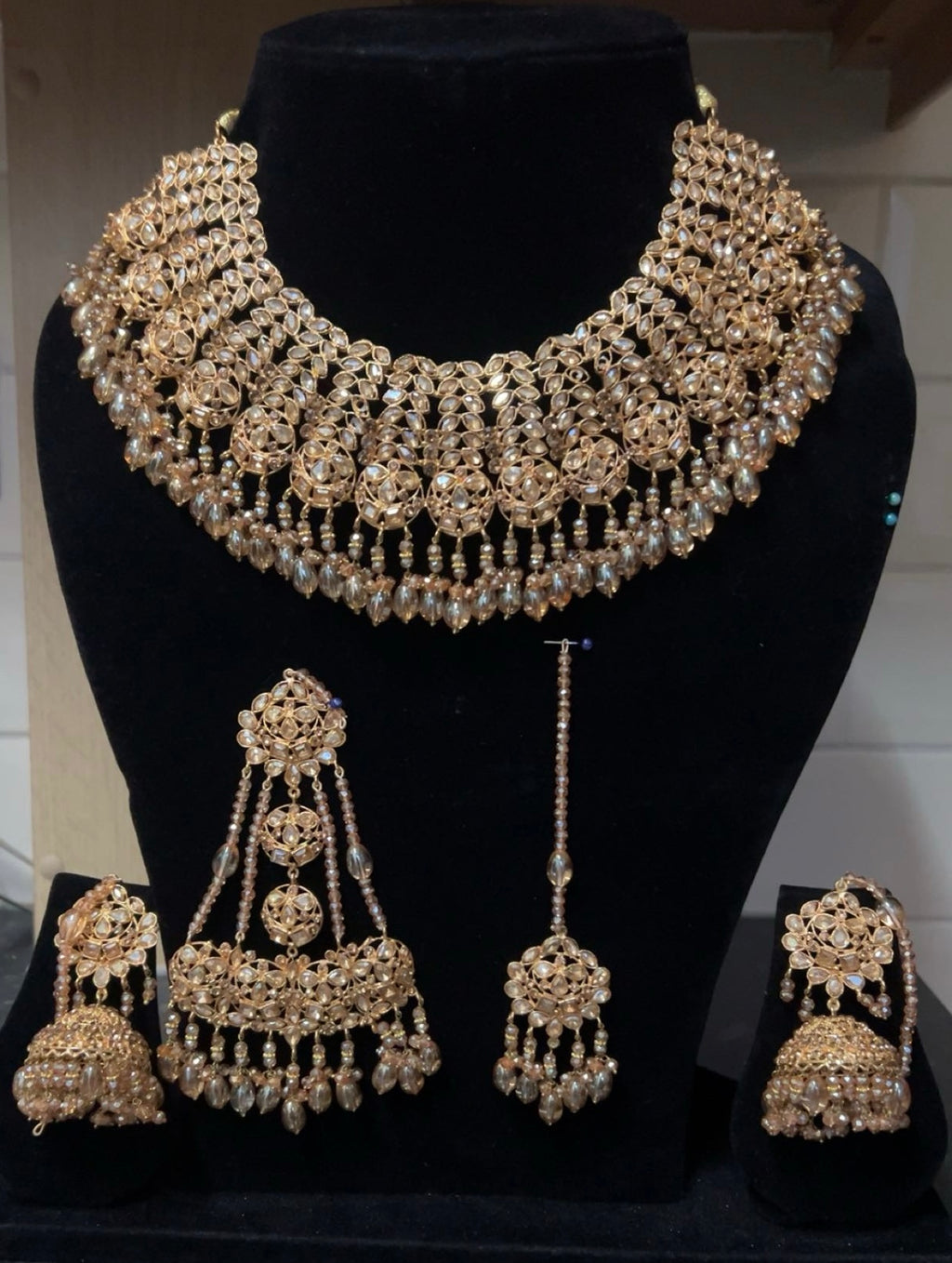 Champagne Gold Bridal Necklace set