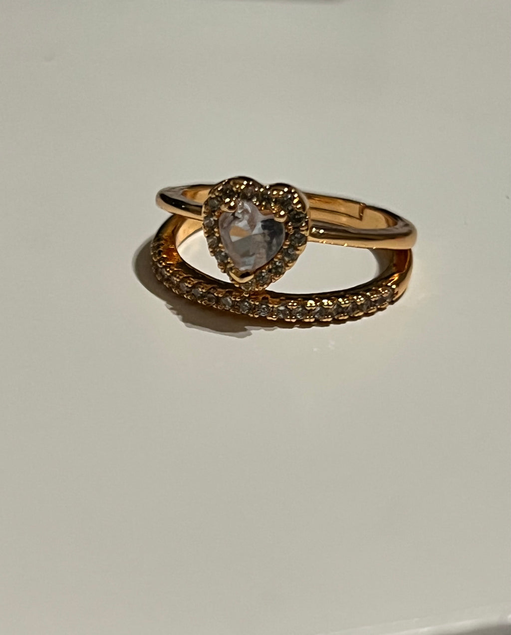Heart Halo Crystal Ring – Adjustable Gold Ring (6 Colours Available)