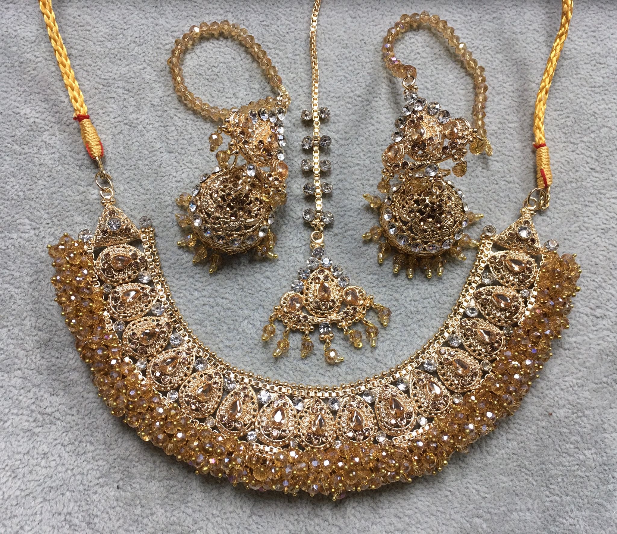 Royal Bridal Necklace Set with Jhumka Earrings & Tikka