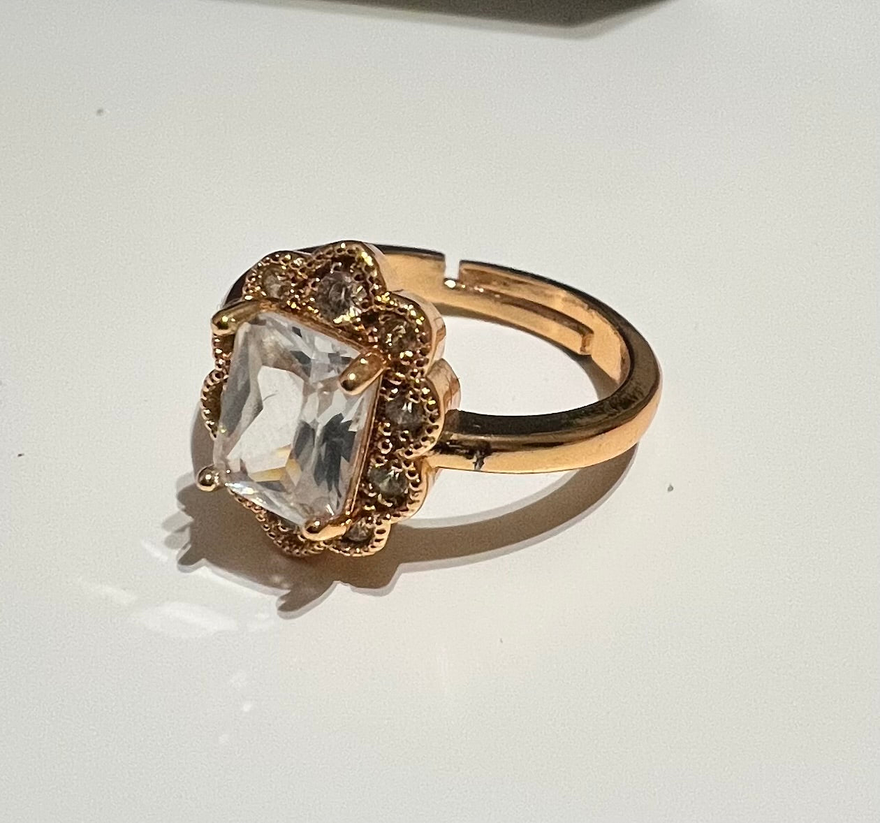 Halo Crystal Ring – Adjustable Gold Statement Ring available in 6 different colours