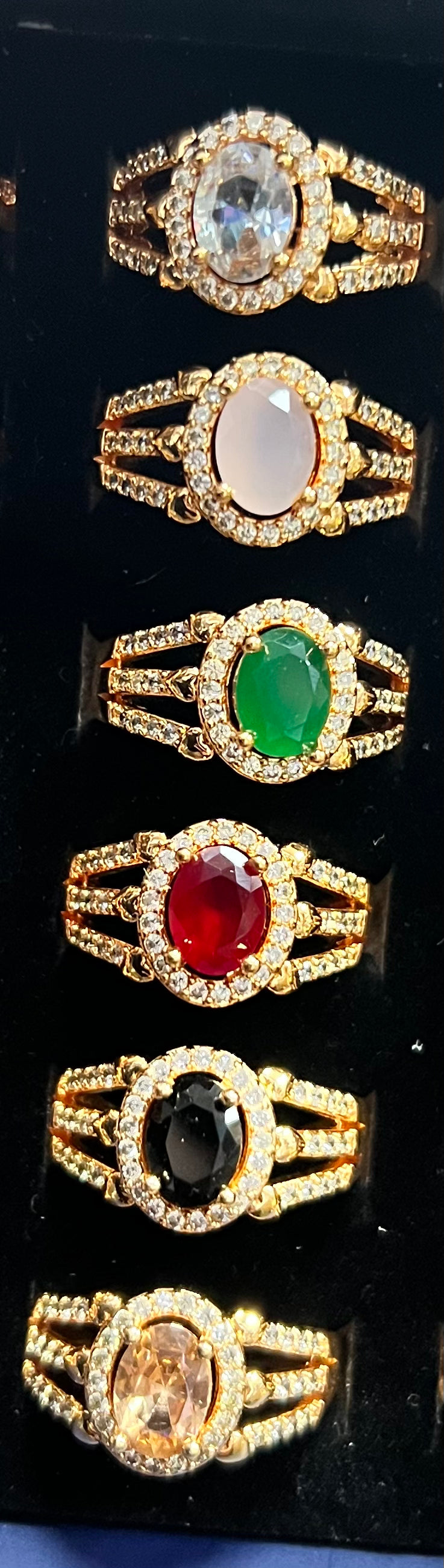 Elegant Oval Halo Gemstone Ring – Adjustable Ring one size - available in 6 colours