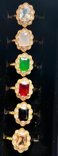 Halo Crystal Ring – Adjustable Gold Statement Ring available in 6 different colours