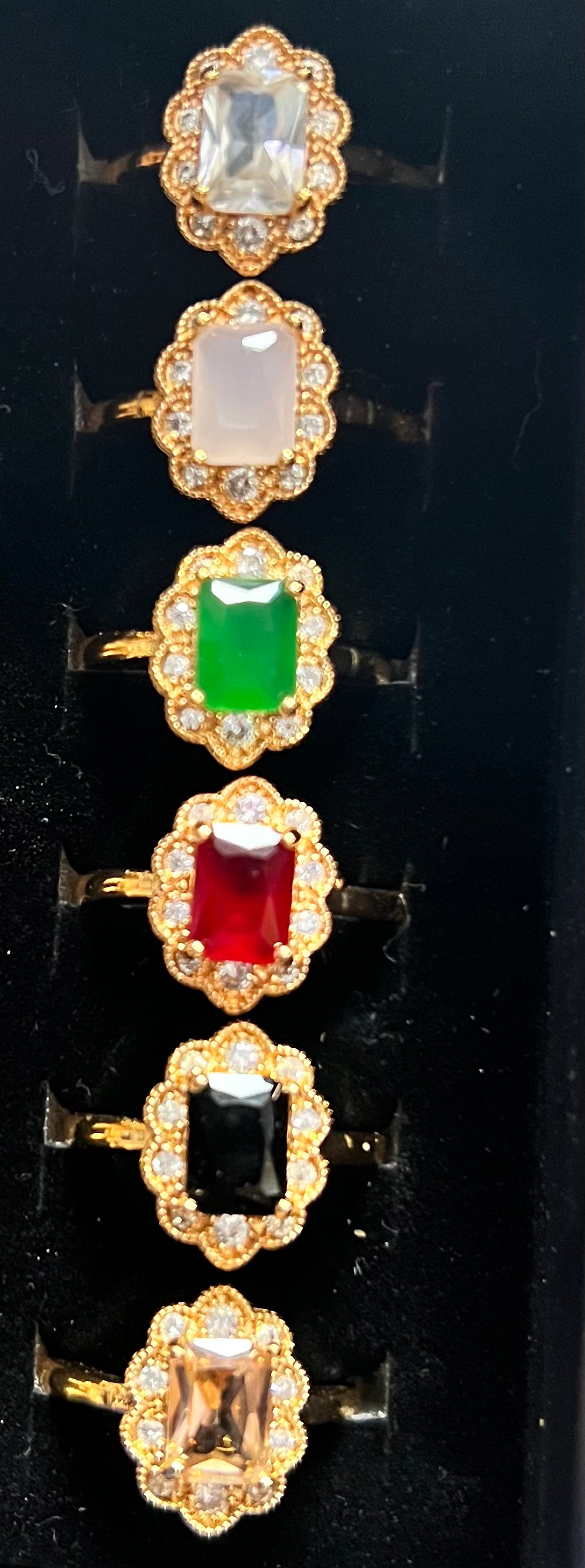 Halo Crystal Ring – Adjustable Gold Statement Ring available in 6 different colours